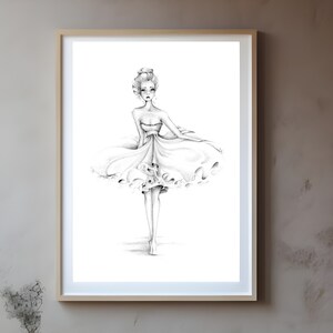 A beautiful girl. My original fashion illustration. Available now in Giclee and poster paper. Minimalist black and white decor for your home.