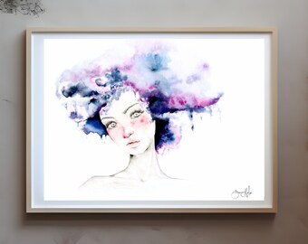 Modern Art Modern Wall Art Purple Art Print Minimalist Abstract Painting Purple Watercolor Print Abstract Paintings Abstract Print Girl Art