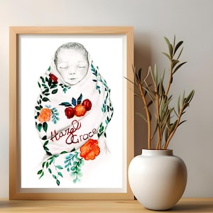 Personlig present till dödfött barn, handritat porträtt, förlust av spädbarn, minnessak för missfall, graviditetsförlust bild 4