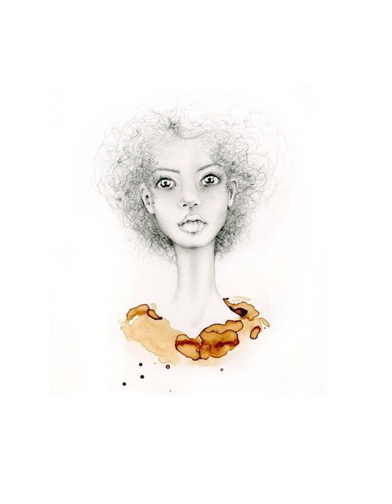 Pencil Drawing Of A Girl Unique Face Art Original Artwork Art Fine Art Women In Art African American Art Brown Coffee Woman Original Art Art