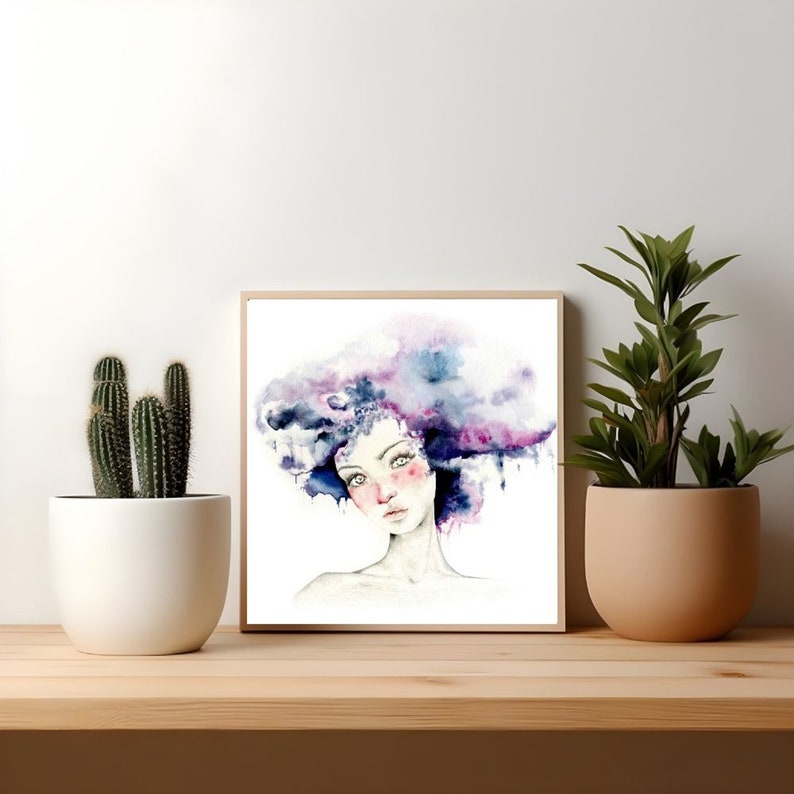 Modern Art Modern Wall Art Purple Art Print Minimalist Abstract Painting Purple Watercolor Print Abstract Paintings Abstract Print Girl Art image 4