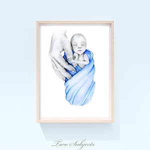 This beautiful baby portrait was customized via my client's vision. With some of their angel's photos and mom's hand. This is the final product. 8x10 2 subject custom memorial for their home.