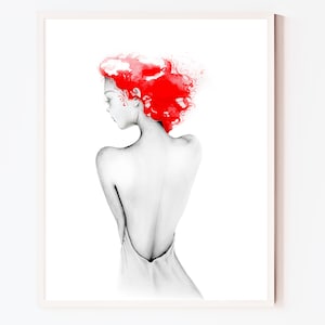 For that special redhead in your life. This is a fine art print of my original work of art that was hand drawn and painted. Abstract and expressionist. This was imagined and created by me Joanna Haber.