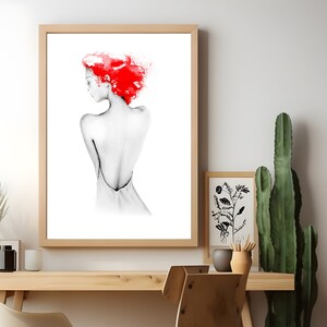 For that special redhead in your life. This is a fine art print of my original work of art that was hand drawn and painted. Abstract and expressionist. This was imagined and created by me Joanna Haber.