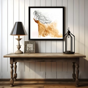 Fine Art Giclee Print of my Original Painting Coffee Staining Artwork Painting Women Prints Wall Brown Home Decor Expressionist Painting