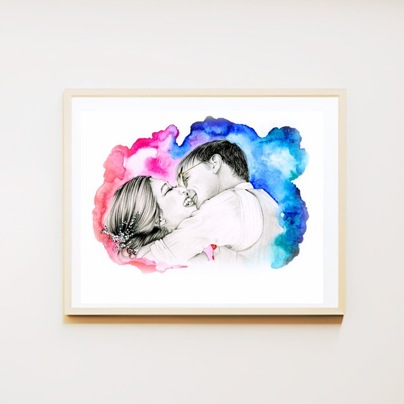 Couple Abstract Design Custom Couples Portrait, Hand-drawn Pencil Art, Wedding Gift - Etsy