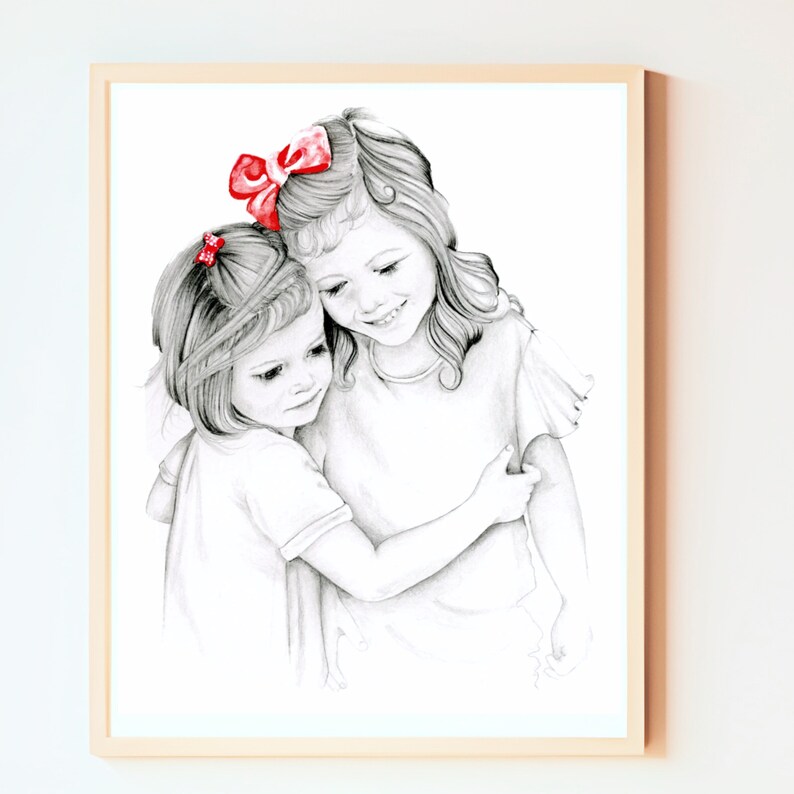 This was a custom portrait done for dad on Father's day. A  fun gift from his adorable kids. Hand drawn and painted. My portraits are entirely personalized.