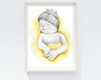 Baby Loss Gift Stillborn Baby Loss Gift, Infant Keepsake Memorial Miscarriage Pregnancy  Remembrance Custom Hand Drawn Portrait Drawing Art