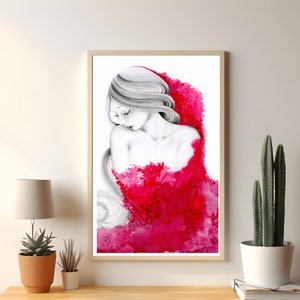 Pink abstract painting fine art print. A reproduction, Giclee and poster paper available in all sizes. This was my original work of art. Currently sol. Called "Consumed"