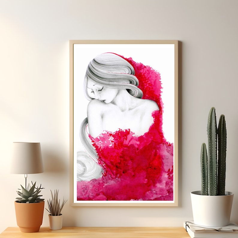 Pink abstract painting fine art print. A reproduction, Giclee and poster paper available in all sizes. This was my original work of art. Currently sol. Called "Consumed"