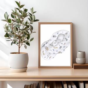 Personlig present till dödfött barn, handritat porträtt, förlust av spädbarn, minnessak för missfall, graviditetsförlust bild 6