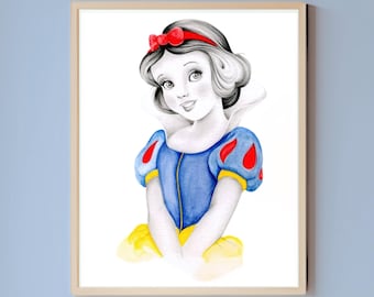 Snow White Art Print: Whimsical Nursery Decor, Girl's Room Wall Art