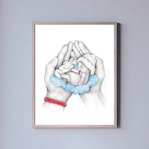 This is an example of a custom portrait that I created for Father's day. A memorial of his stillborn baby. All of my custom portraits are hand drawn and one of a kind. Entirely personalized by you.