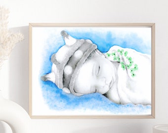 Stillborn baby gift for mom and dad Pregnancy loss memorial wall art home decor Custom portrait miscarriage infant loss Mother's day gift