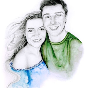 A very unique couples portrait. Abstract watercolor painting and pencil drawing. My portraits are entirely personalized, please let me  know your vision, I can help you see it come to life.