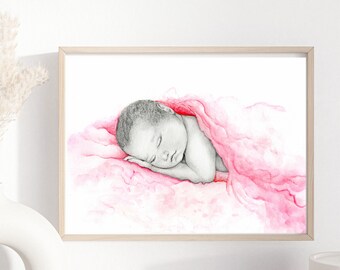 Custom portrait art, miscarriage pregnancy baby loss stillborn gift mom dad Memorial hand drawn art pencil portrait drawing grief mourning