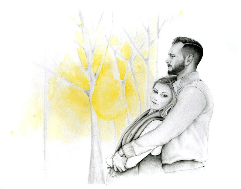 Custom custom couples portrait Valentines Day gift. Wedding anniversary engagement personalized couples art pencil drawing home wall decor image 5