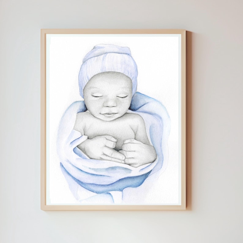 Personlig present till dödfött barn, handritat porträtt, förlust av spädbarn, minnessak för missfall, graviditetsförlust bild 13