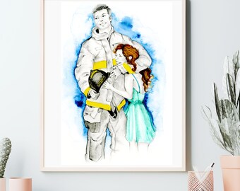 Custom custom couples portrait Valentines Day gift. Wedding anniversary engagement personalized couples art pencil drawing home wall decor