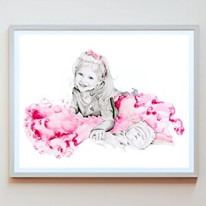 Custom Hand Drawn Portrait, Watercolor Pencil Art, Personalized Family Gift image 2