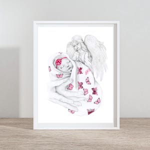 Personlig present till dödfött barn, handritat porträtt, förlust av spädbarn, minnessak för missfall, graviditetsförlust bild 1