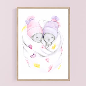 Twins loss gift Stillborn baby custom pencil portrait drawing art Memorial for miscarriage pregnancy loss, Conjoined twins art stillbor