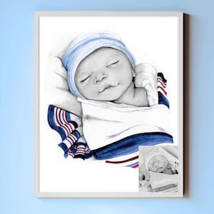 This is an example of my original custom hand drawn graphite pencil portrait. Long description, but you must know that my portraits are all one of a kind, not digitally created in anyway. Watercolor paints are also used if you would like a splash of color added to your precious portrait. Entirely personalized by you and your vision.