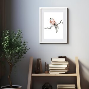 Red finch bird fine art Giclee print. A gift for nature lovers, woodland inspired bird wall art pencil drawing Original wall hanging decor 8x10 Giclee