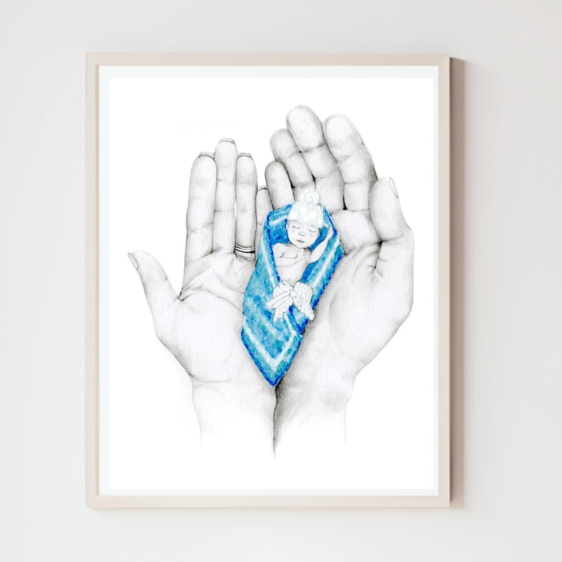 This is an example of a custom portrait that I created for Father's day. A memorial of his stillborn baby. All of my custom portraits are hand drawn and one of a kind. Entirely personalized by you.