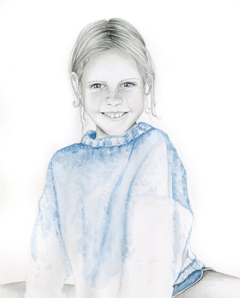 This was a family portrait commissioned as remembrance gift for their home.  All of my portraits are hand drawn and painted from your photo. A one of a kind  gift by star seller.