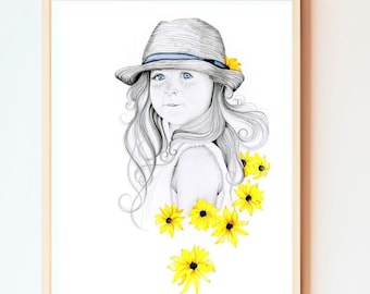 Pencil portraits drawing from your photo. A unique  for mom. Commissioned portrait painting hand drawn art home decor wall art
