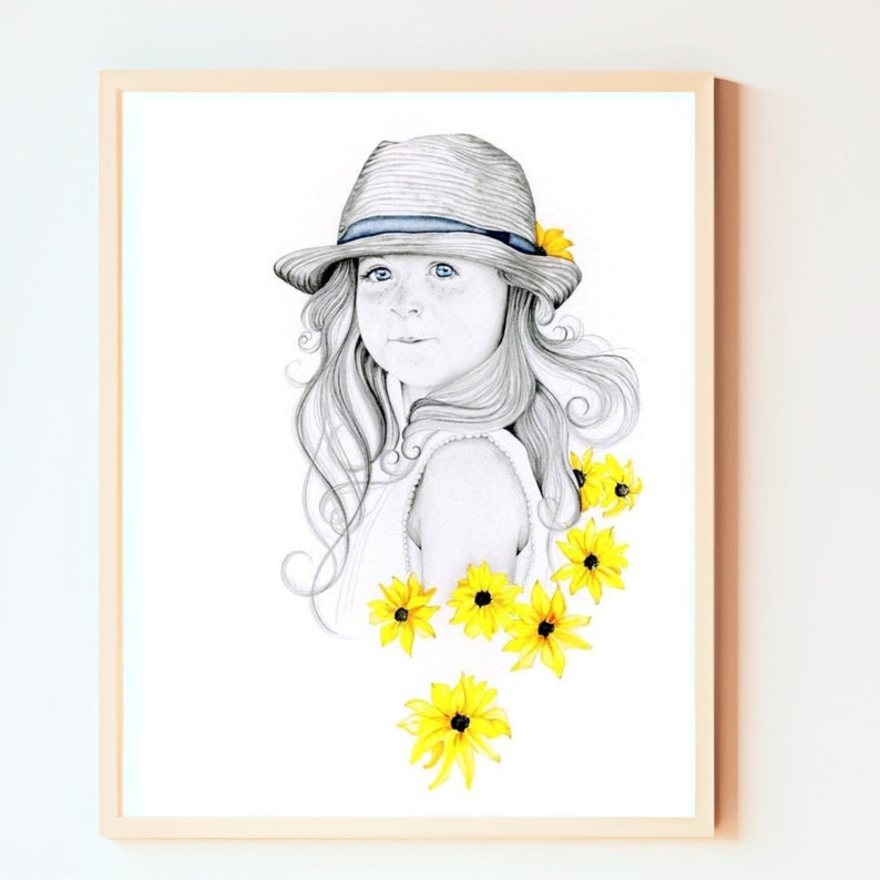 Pencil portraits drawing from your photo. A unique for mom. Commissioned portrait painting hand drawn art home decor wall art image 1