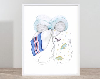 Stillborn Twins Conjoined Twins Gift for Mom & Dad Memorial Pregnancy Loss Miscarriage Personalized Custom Portrait Drawing