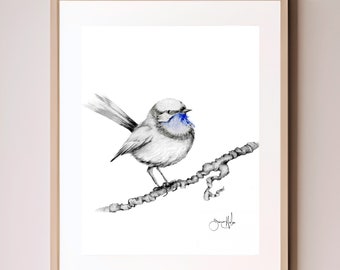 A bird nature inspired wall art print gifts Giclee inspired by nature bird finch Minimalist black & white woodland nature lovers home decor.