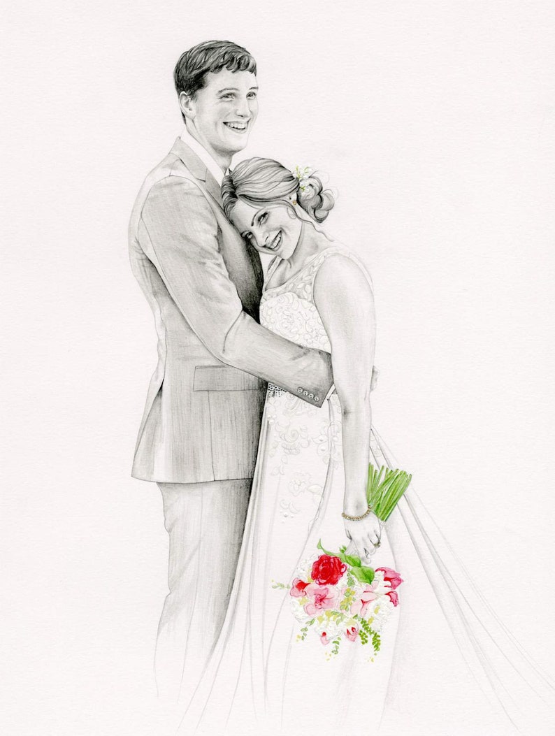 Custom custom couples portrait Valentines Day gift. Wedding anniversary engagement personalized couples art pencil drawing home wall decor image 7