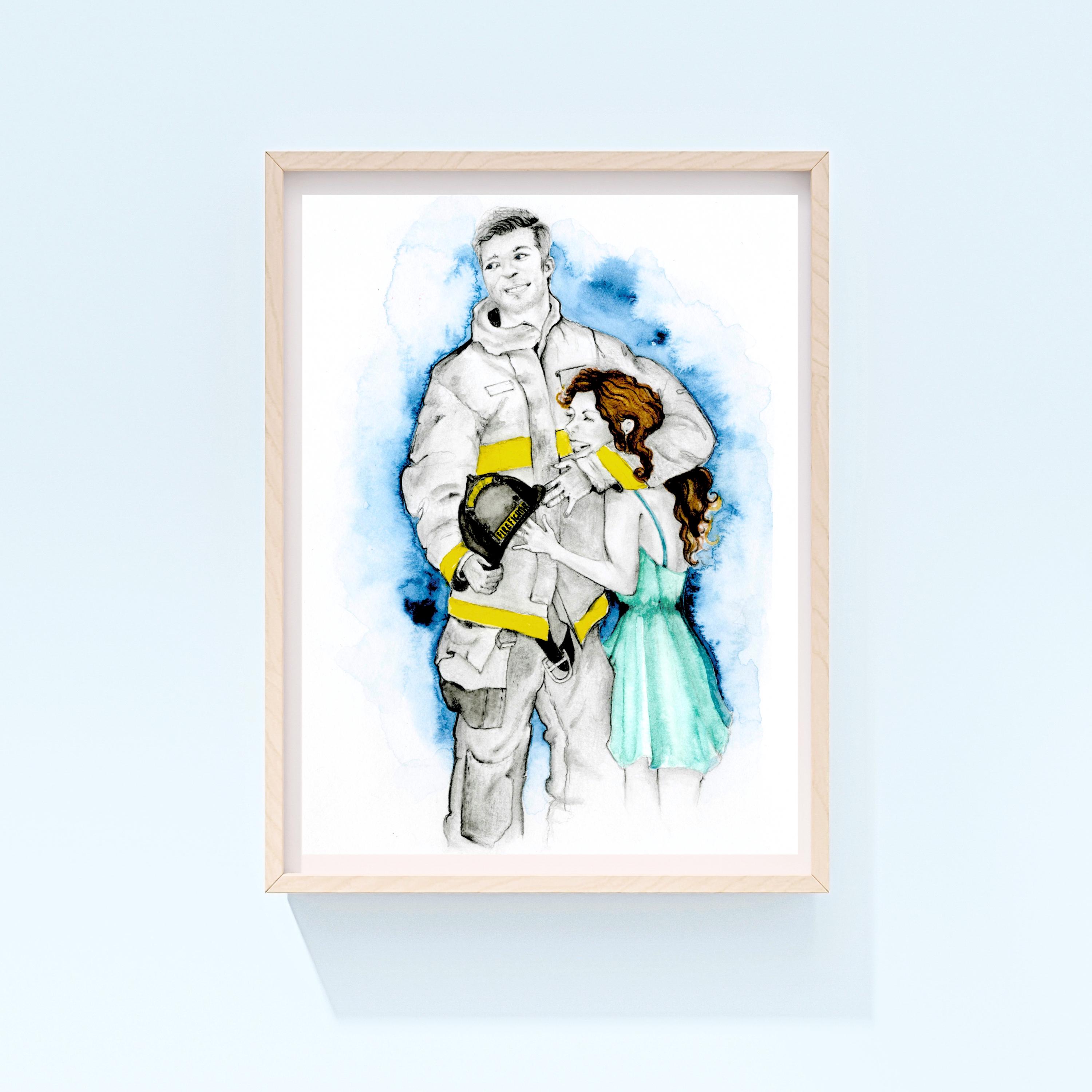 Custom Portrait Wife Girlfriend Gift Custom Couples Portrait