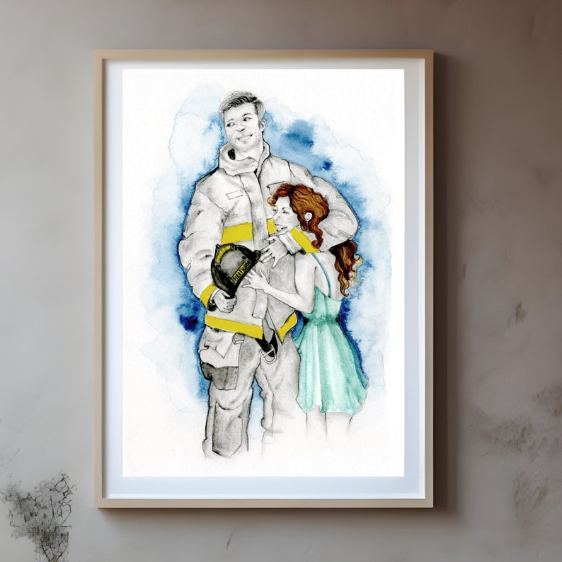 Custom portraits for your boyfriend or girlfriend. To help celebrate an engagement, wedding, or anniversary. My custom couple portraits are entirely hand drawn, painted and personalized to your vision. With vibrant abstract watercolor