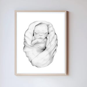 This is an example of a custom portrait that I created for Father's day. A memorial of his stillborn baby. All of my custom portraits are hand drawn and one of a kind. Entirely personalized by you.