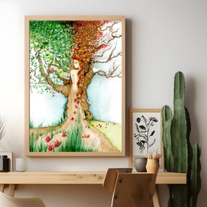 Surrounded in nature. This is my nature inspired work of art. For the nature lovers obsessed with the outdoors, wanting a feel for trees, flowers and beauty brought into their home. This is from my imagination an abstract tree for all seasons print.