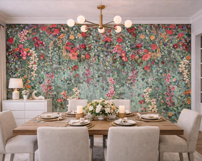 Botanical Floral Wall Mural – Custom Hygienic Feature Wall