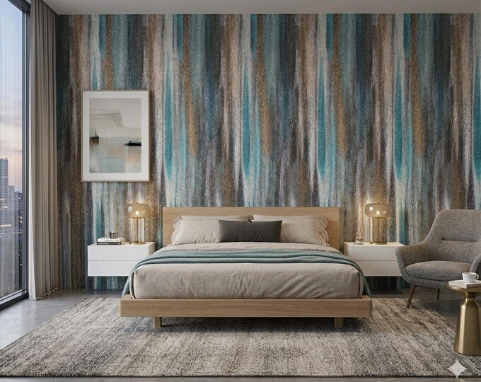 Abstract Rain Wallpaper Decor | Peel and Stick Wall Mural | Custom Sized Wallpaper