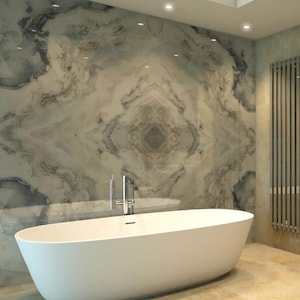 Azul Marble Shower Panel, Waterproof Bathroom Cladding
