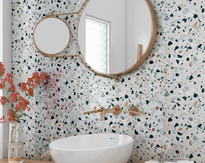Terrazzo Waterproof Shower Panel, Grout-Free Bathroom Cladding, Custom Size