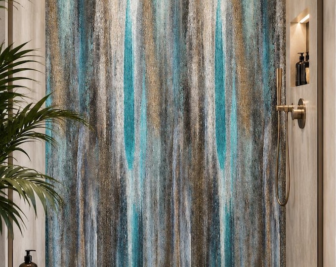 Abstract Turquoise Gold Shower Wall Panel, Waterproof ACM Bathroom Feature Wall