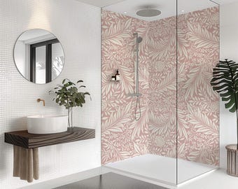 Pink William Morris Shower Wall Panel – Waterproof Botanical ACM Feature Wall