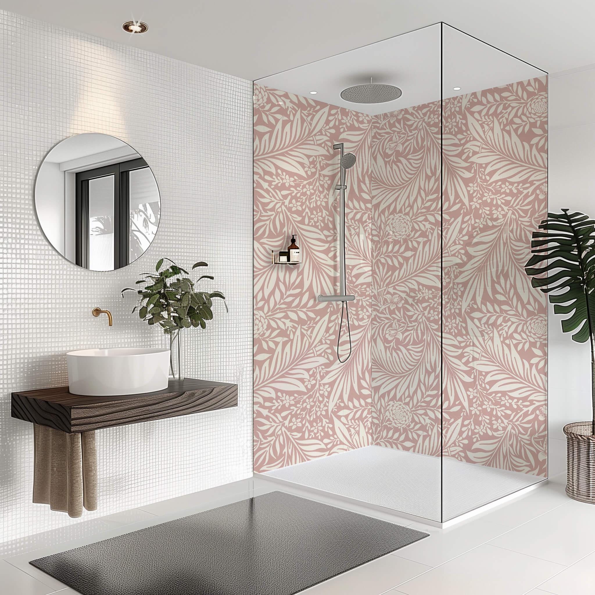 Pink William Morris Shower Wall Panel – Waterproof Botanical ACM