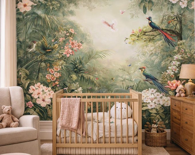Tropical Forest Wall Mural – Custom Botanical Feature Wall, Mould-Resistant