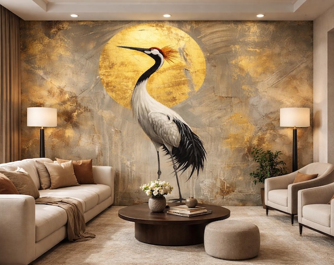 Golden Bird Wall Mural – Custom Made Feature Wallpaper, Mould-Resistant