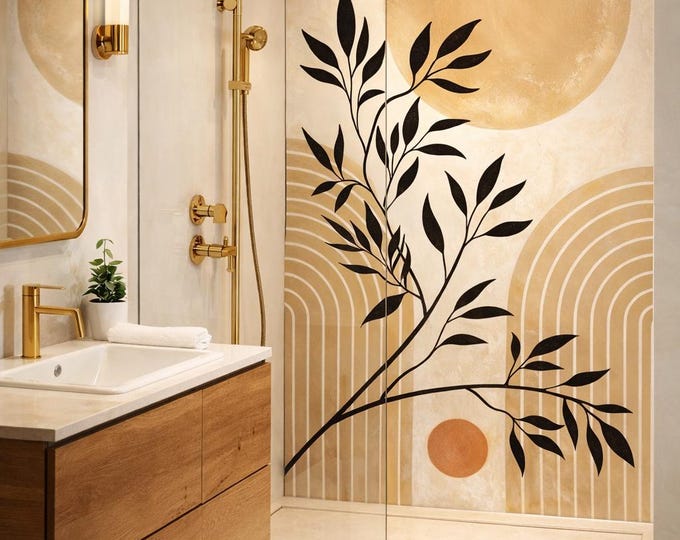 Abstract Stone Shower Panel 48" x 96", Waterproof Bathroom Cladding, Modern Tile Alternative
