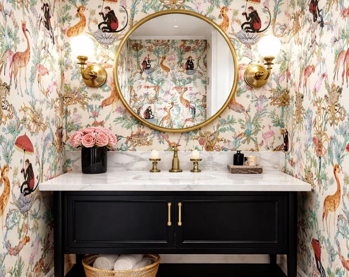 Magic Garden Animal Floral Wallpaper, Luxury Vintage Wall Mural